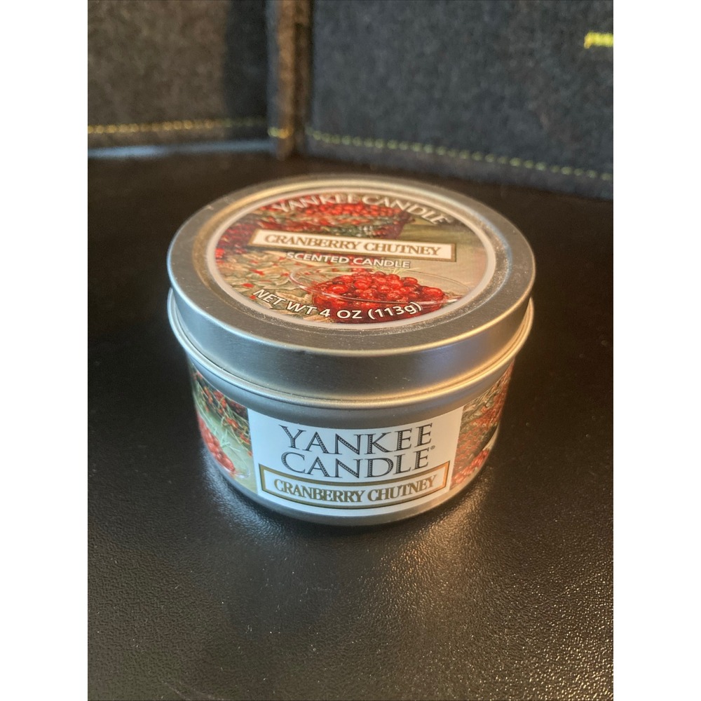 Yankee Candle Cranberry Chutney 4 oz Travel Tin Scented Candle‎ Red Wax Holiday